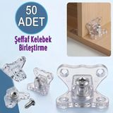 Açılı T Bağlantı Dereceli Çektirme Şeffaf Plastik Köşe Birleştirme Kelebek (50 Adet)