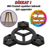 Açılı Üçlü Sehpa Bağlantı Aparatı Zigon Puf Tabure Mobilya Masa Ayağı Ayak Takma Tabanı - Siyah