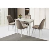 Açılır 60X100 Cm Mini Silva Marmo Masa 4 Adet Sude Sandalye Takım