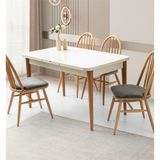 Açılır Yemek Masası Aura (Mdf) Lake Panel High Glos- Kapalı 130X80/AÇIK 160X80 Beyaz-Ekru Ahşap Ayaklı(SADECE MASA)