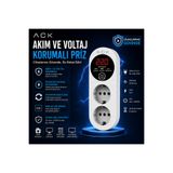 ACK Akım ve Voltaj Korumalı Priz | Çift Prizli | LED Ekranlı | 15 A |3000W Güç Kapasiteli | Aşırı ve Düşük Voltaj Koruması
