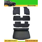 Ack Dizayn Chery Tiggo 8 Pro 7koltuk Araca Özel Üretim 4d Havuzlu Karbon Paspas Takımı + 3D Bagaj Havuzu - Siyah