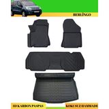 Ack Dizayn Citroen Berlingo 2008-2018 Araca Özel Üretim 4d Havuzlu Karbon Paspas Takımı + 3D Bagaj Havuzu - Siyah