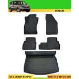 Ack Dizayn Fiat Doblo 2010-2022 Araca Özel Üretim 4d Havuzlu Karbon Paspas Takımı + 3D Bagaj Havuzu - Siyah