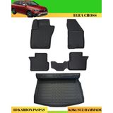 Ack Dizayn Fiat Egea Cross 2020+ Araca Özel Üretim 4d Havuzlu Karbon Paspas Takımı + 3D Bagaj Havuzu - Siyah