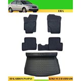 Ack Dizayn Hyundai Accent Era Araca Özel Üretim 4d Havuzlu Karbon Paspas Takımı + 3D Bagaj Havuzu - Siyah