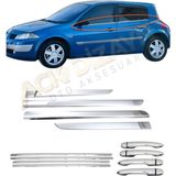 ACK Dizayn RENAULT MEGANE 2 HATCHBACK 3'LÜ YAN KROM SETİ (YAN KAPI ÇITASI-CAM ÇITASI-KAPI KOL) A+