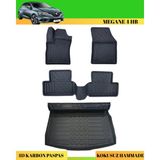 Ack Dizayn Renault Megane 4 Hb 2016+ Araca Özel Üretim 4d Havuzlu Karbon Paspas Takımı + 3D Bagaj Havuzu - Siyah