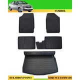 Ack Dizayn Renault Symbol 2007-2012 Araca Özel Üretim 4d Havuzlu Karbon Paspas Takımı + 3D Bagaj Havuzu - Siyah