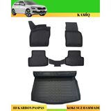 Ack Dizayn Skoda Kamiq 2019+ Araca Özel Üretim 4d Havuzlu Karbon Paspas Takımı + 3D Bagaj Havuzu - Siyah