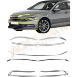 Ack Dizayn Volkswagen Passat B8 2015-2019 Ön Krom Seti 3'lü (Ön Tampon Çıtası+Sis Çerçevesi+Far Kaşı) A+