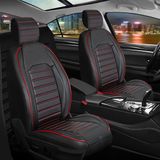 Ack ford Focus 3 Uyumlu Lüks Deri Oto Koltuk Kılıfı Ön/arka 5li Set Original Siyah-Kırmızı - Siyah - Kırmızı