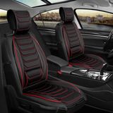 Ack ford Focus 3 Uyumlu Yarı Deri Oto Koltuk Kılıfı Ön-Arka Set Anka Siyah-Kırmızı - Siyah - Kırmızı