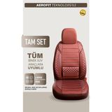ACK Store Geely Familia Uyumlu Yarı Deri Oto Koltuk Kılıfı Ön/arka Set Neta Seri Tarçın