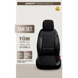ACK Store Peugeot 206 Uyumlu Yarı Deri Oto Koltuk Kılıfı Ön/arka Set Neta Seri Siyah