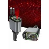 Acl Acc-01 66W Araç Şarj Cihazı 4İn1 Geri Çekilebilir Kablo Type-C Lightning Yıldızlı Tavan Efekti