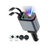 ACL ACC-01 RGB Işıklı 66W Araç Şarj Cihazı | 4in1 Geri Çekilebilir Kablo | Type-C + Lightning | Yıldızlı Tavan Efekti
