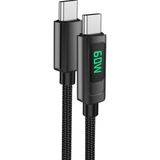 Acl Ack-81 Tpc Akıllı LED Göstergeli 60W 3A Şarj Kablosu LED22 - Siyah