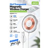 ACL AW24 15W MagSafe Uyumlu Manyetik Kablosuz Hızlı Şarj Aleti, USB-C & USB-A Çift Girişli 1 Metre K