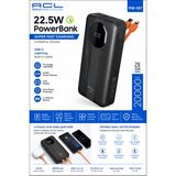 Acl PW-107 20000 Mah 22.5W Hızlı Şarj Powerbank | Dahili Usb-C & Lightning Kablolu | LCD Ekran | Pd Hızlı Şarj | 2 USB Çıkışlı Taşınabilir Şarj Cihazı Siyah