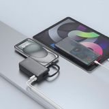 Acl PW-109 10000MAH 22.5W Süper Hızlı Şarj Powerbank - LCD Ekranlı, Type-C Dahili Kablo, 3 Cihaz Şarj Desteği - Siyah