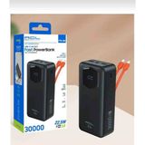 Acl PW-138 30000 Mah 22.5W Hızlı Şarj Powerbank (Kendinden Kablolu Type-C & Lightning / LCD Göstergeli / 3A) - Siyah