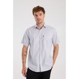 Aclub AC10066 Oxford Pamuklu Regular Fit Lacivert Düğmeli Yaka Erkek Çizgili Gömlek