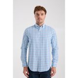 Aclub AC10083 Oxford Pamuk Karışımlı Slim Fit Turkuaz Düğmeli Yaka Erkek Kareli Gömlek