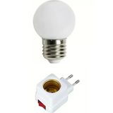Açma Kapama Anahtarlı Duy Fişli + 1w Tasarruflu Renkli E27 Led Gece Lambası Beyaz Işık