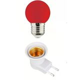 Açma Kapama Anahtarlı Duy Fişli + 1W Tasarruflu Renkli E27 Led Gece Lambası Kırmızı Işık - Led Ampul