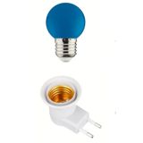 Açma Kapama Anahtarlı Duy Fişli + 1w Tasarruflu Renkli E27 Led Gece Lambası Mavi Işık