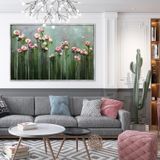 Açmayan Çiçekler Yağlı Boya Dokulu Tablo 90X120 Gümüş Çerçeveli