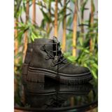 Aco Kadın Bot Kışlık Bot Tırtıklı Bot Yüksek Taban Bot Günlük Bot Kısa Bot Boots Siyah Süet