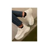 Aco Kadın Spor Ayakkabı Yüksek Taban Yürüyüş Ayakkabı Günlük Ayakkabı Sneakers Beyaz - 001-Beyaz