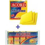 Acord 2'li Temizlik Seti - Acord 3 'lü Sarı Temizlik Bezi - Acord 5 'li Bulaşık Süngeri