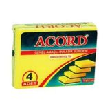 Acord Düz 4 Adet Sarı Endüstriyel Büyük Bulaşık Süngeri