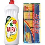 Acord Fairy 650 ml Sıvı Bulaşık Deterjanı + Acord 5'li Bulaşık Süngeri