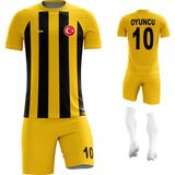 Acr Giyim - Çizgili - Kişiye Özel Futbol Forması Takımı - 13 - 14 Yaş - Sarı - Siyah