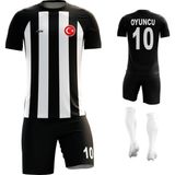 Acr Giyim - Çizgili - Kişiye Özel Futbol Forması Takımı - 3 Yaş - Siyah