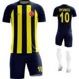 Acr Giyim - Çizgili - Kişiye Özel Futbol Forması Takımı - 5 - 6 Yaş - Sarı - Mavi