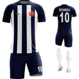 Acr Giyim - Çizgili - Kişiye Özel Futbol Forması Takımı - 7 - 8 Yaş - Lacivert