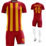 Acr Giyim - Çizgili - Kişiye Özel Futbol Forması Takımı - XL - Sarı - Kırmızı