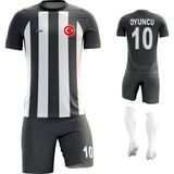 Acr Giyim - Çizgili - Kişiye Özel Futbol Forması Takımı - XS - Gri