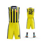 Acr Giyim Kişiye Özel Basketbol Forması - Dizayn : Çubuklu sari-lacivert