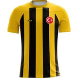ACR Giyim Kişiye Özel Futbol Forması, Hediyelik Forma Tek Üst Klasik Çubuklu Modeli - Sarı - Siyah - XL