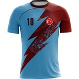 ACR Giyim Kişiye Özel Şimşek Modeli Futbol Forması Bordo - Mavi 9 - 10 Yaş Hediyelik Üst
