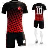 Acr Giyim - Meta Modeli - Kişiye Özel Futbol Forması Takımı - 3 - 4 Yaş - Kırmızı - Siyah