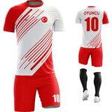 Acr Giyim Rüzgar Kişiye Özel Futbol Forması Takımı - 7 - 8 Yaş - Kırmızı - Beyaz