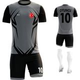 ACR Giyim - Taç - Kişiye Özel Futbol Forması Takımı - 11 - 12 Yaş - Gri