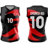ACR Giyim Voleybol Forması Model 714 - Kişiye Özel Isim ve Numara Yazılabilir, Dijital Baskı Tasarım Tek Üst - Kırmızı - 2XL